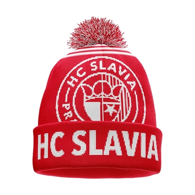 Kulich pletený dospělý s logem a nápisem HC Slavia